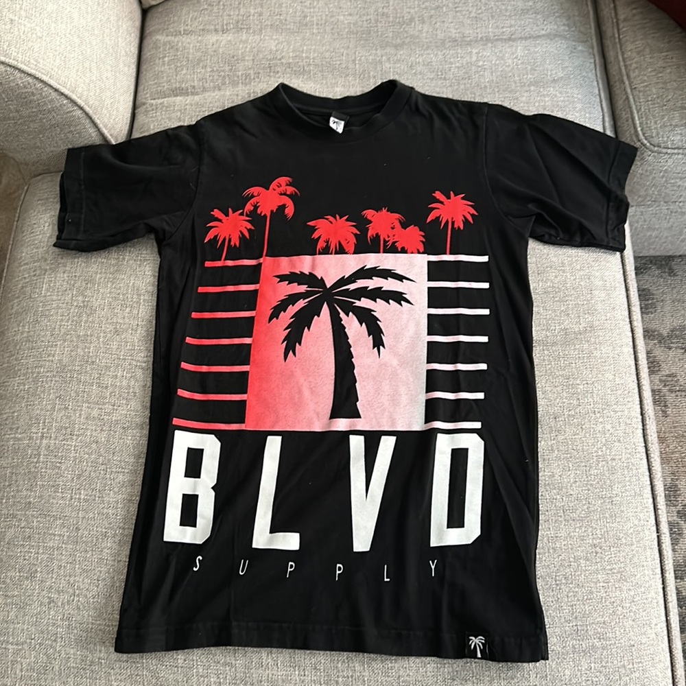 Men’s BLVD Supply Palm Tree Graphic T-Shirt Made in USA Los Angeles Hollywood